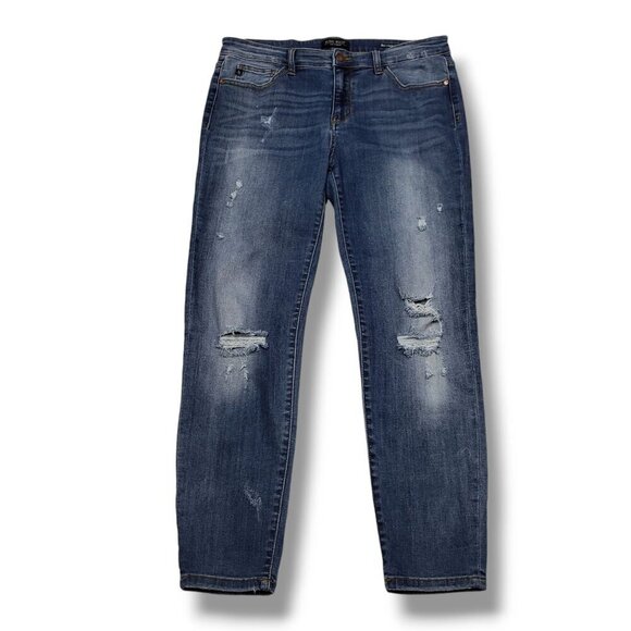 Judy Blue Relaxed Fit Jeans Womens 32 Distressed Mid Rise - Picture 1 of 12